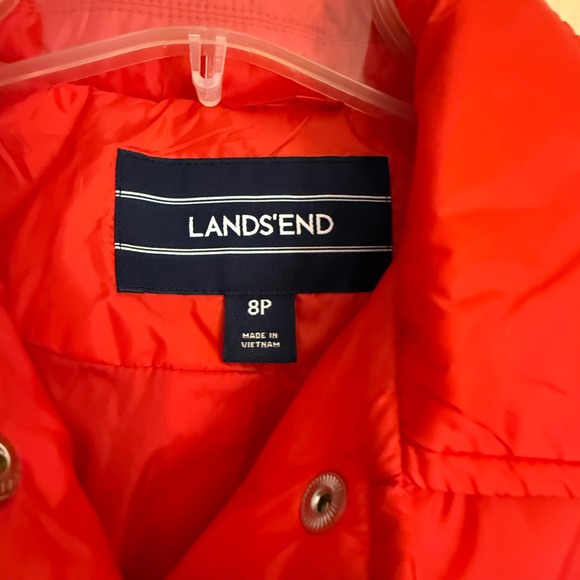 Lands' End PrimaLoft Quilted Coat Red Snap Front Jacket 8P - Picture 4 of 11